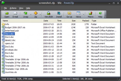 PowerZip 7.21 screenshot