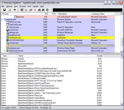 Process Explorer v5.2 screenshot