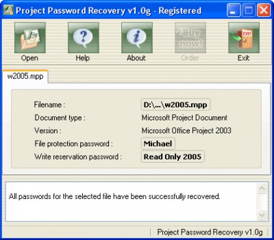 Project Password Recovery 1.0g screenshot