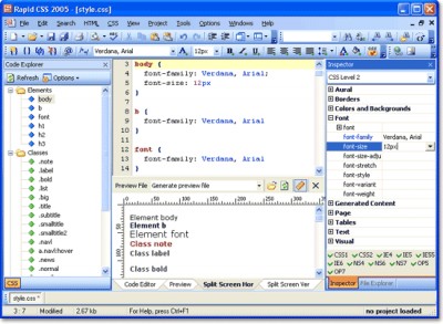 Rapid CSS Editor 2005 6.3 screenshot