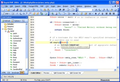 Rapid PHP Editor 2005 6.01 screenshot