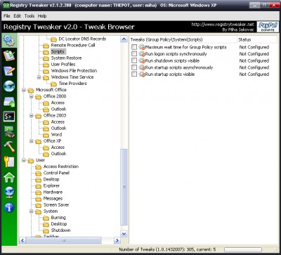 Registry Tweaker 1.6.1.63 screenshot