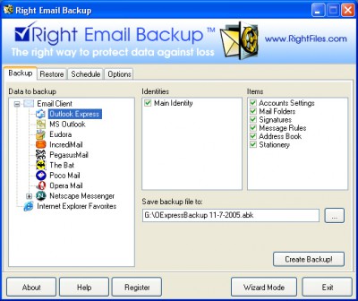 Right Email Backup 2.6 screenshot