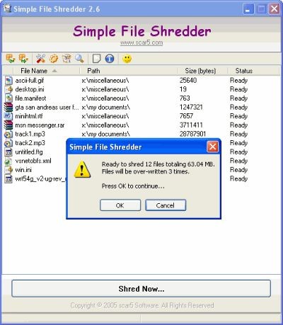 Simple File Shredder 3.0 screenshot