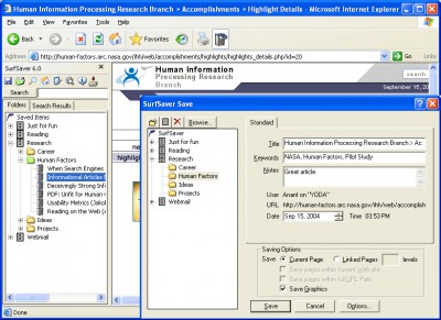 SurfSaver 1.0 screenshot