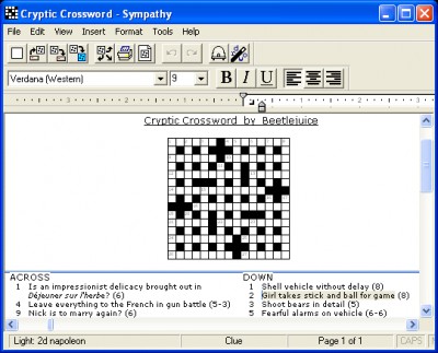Sympathy Crossword Construction 3.4 screenshot