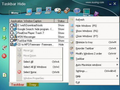 Taskbar Hide - hide windows program 1.26 screenshot