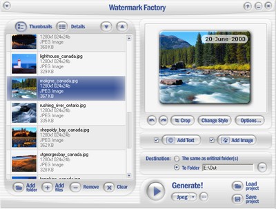 Watermark Factory - advanced watermark creator 2.58 screenshot