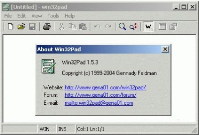 Win32Pad 1.2.1 screenshot