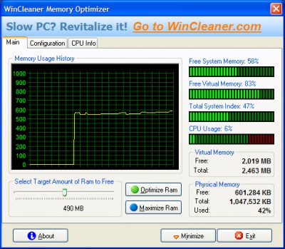 WinCleaner Memory Optimizer 5.2.1 screenshot