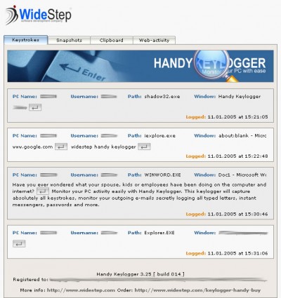 WS Handy Keylogger 3.25 screenshot