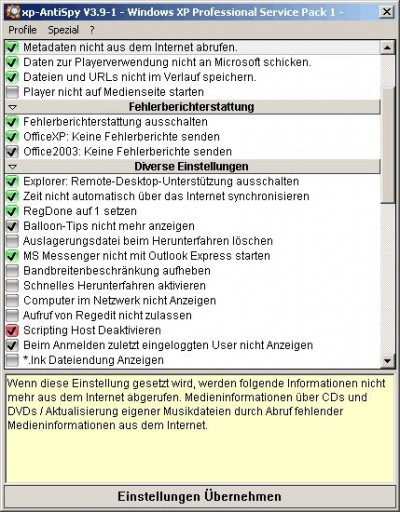 xp-AntiSpy 3.96-3 screenshot